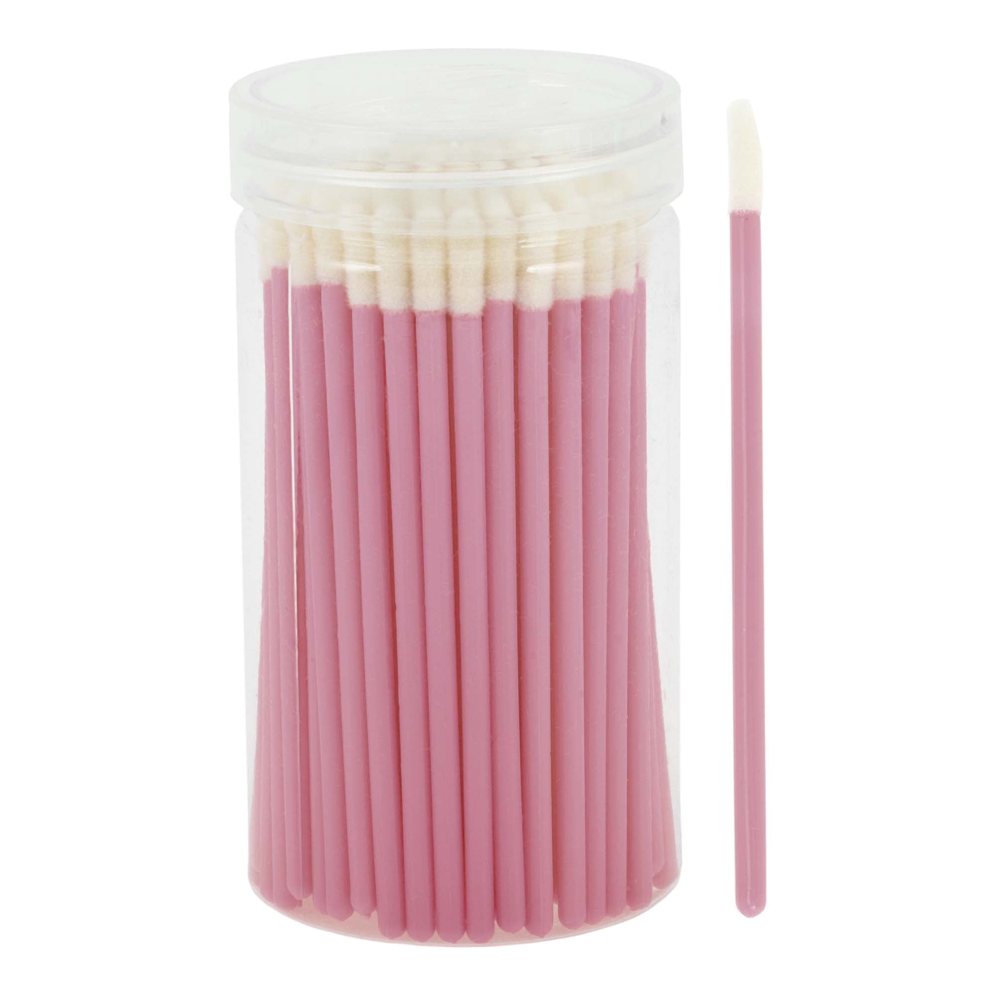 Unique Bargains 100 Pcs Disposable Barreled Solid Rod Lip Brush for Vacation Pink