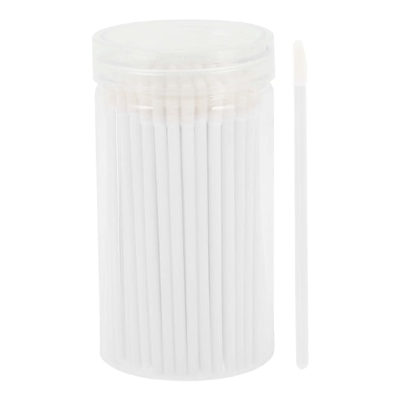 Unique Bargains 100 Pcs Disposable Barreled Solid Rod Lip Brush for Vacation White Plastic Flocking