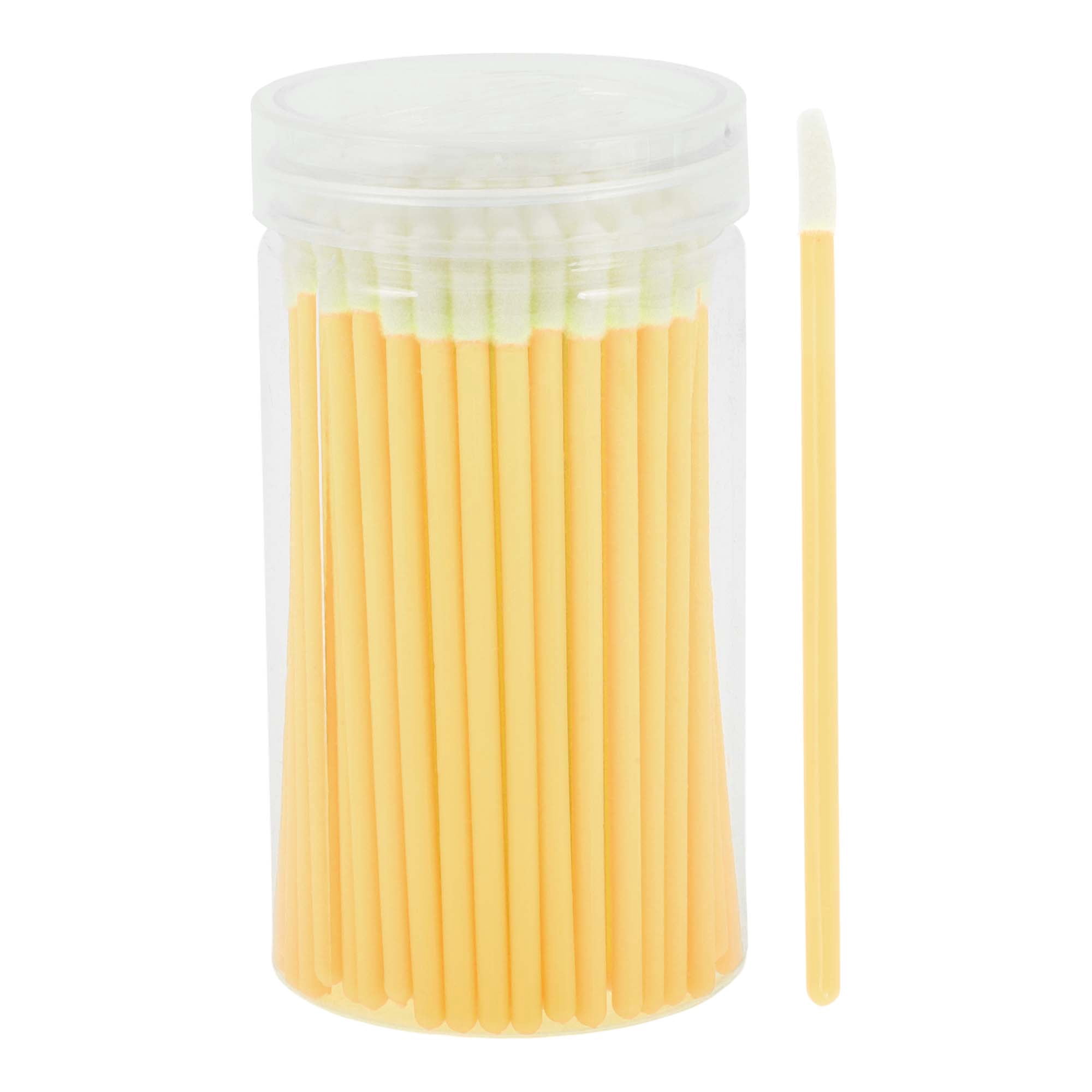Unique Bargains 100 Pcs Disposable Barreled Solid Rod Lip Brush for Vacation Yellow