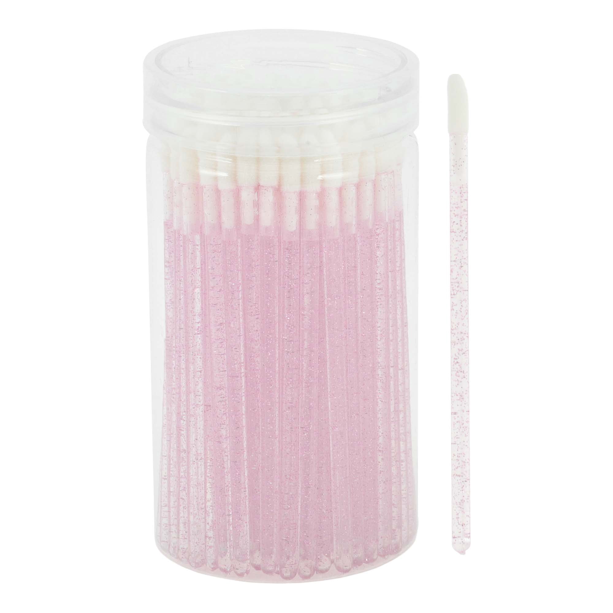 Unique Bargains 100 Pcs Durable Disposable Barreled Lip Brush for Vacation Pink
