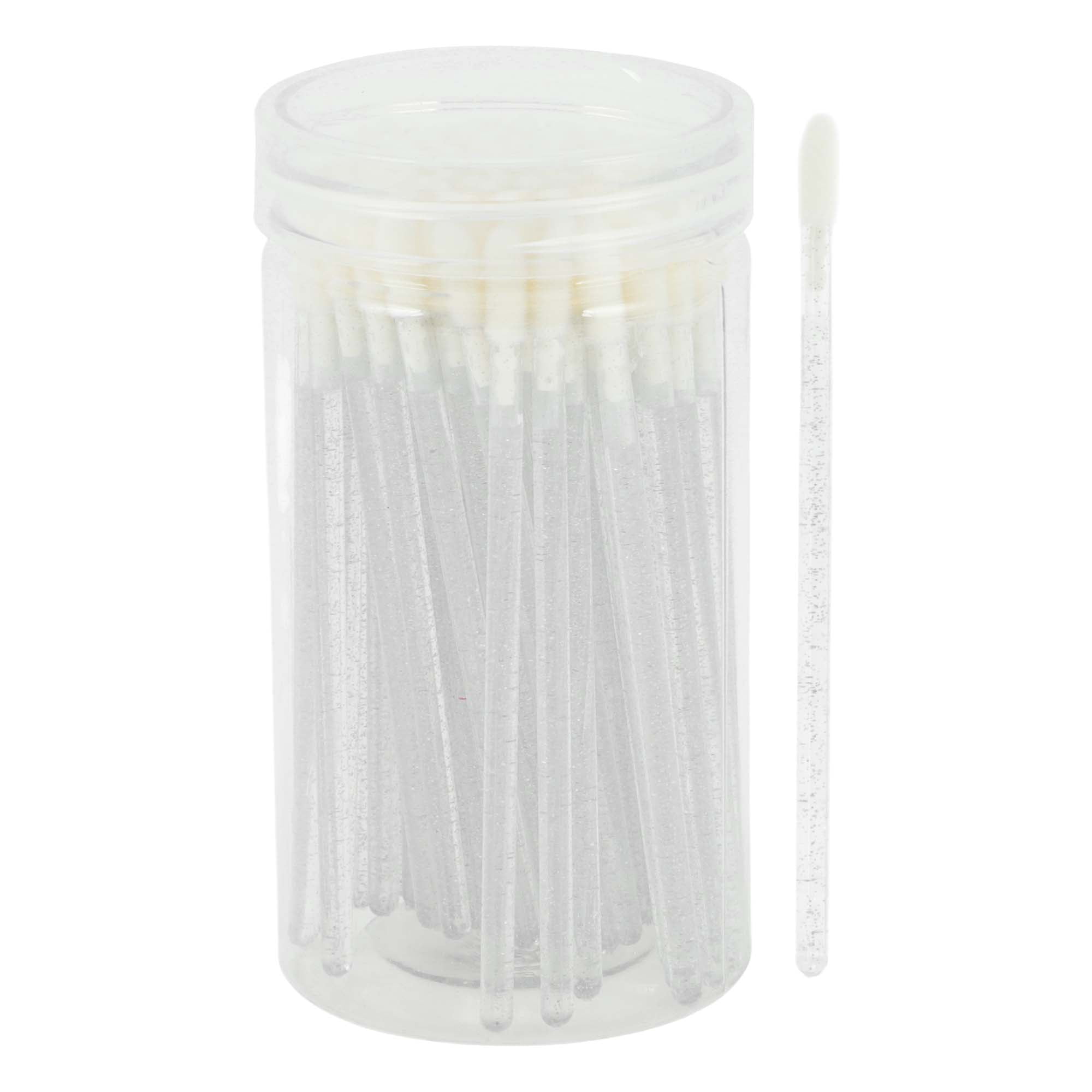 Unique Bargains 100 Pcs Durable Disposable Barreled Lip Brush for Vacation Silver Tone