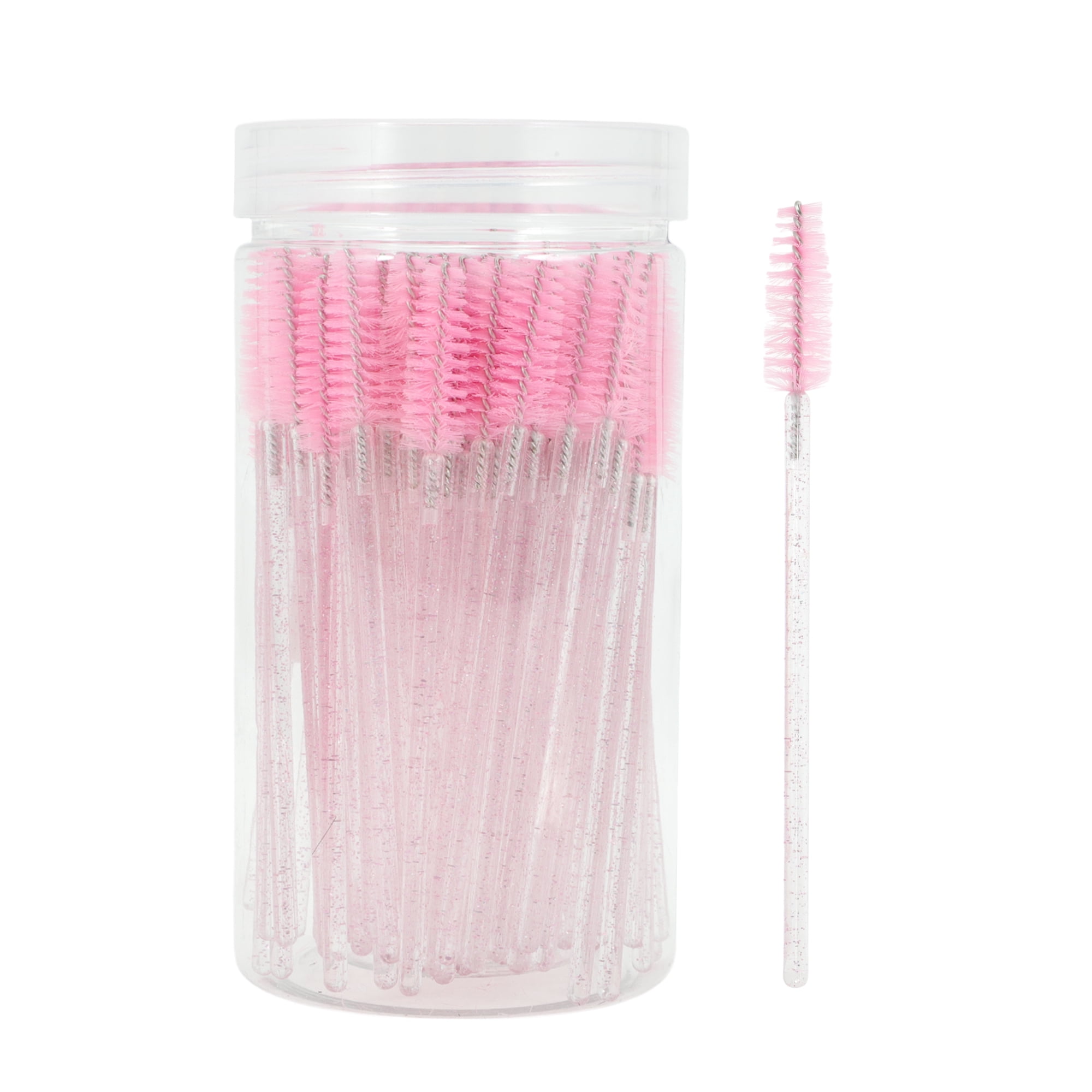 Unique Bargains 100 Pcs Durable Portable Eyelash Brush for Vacation Bright Pink