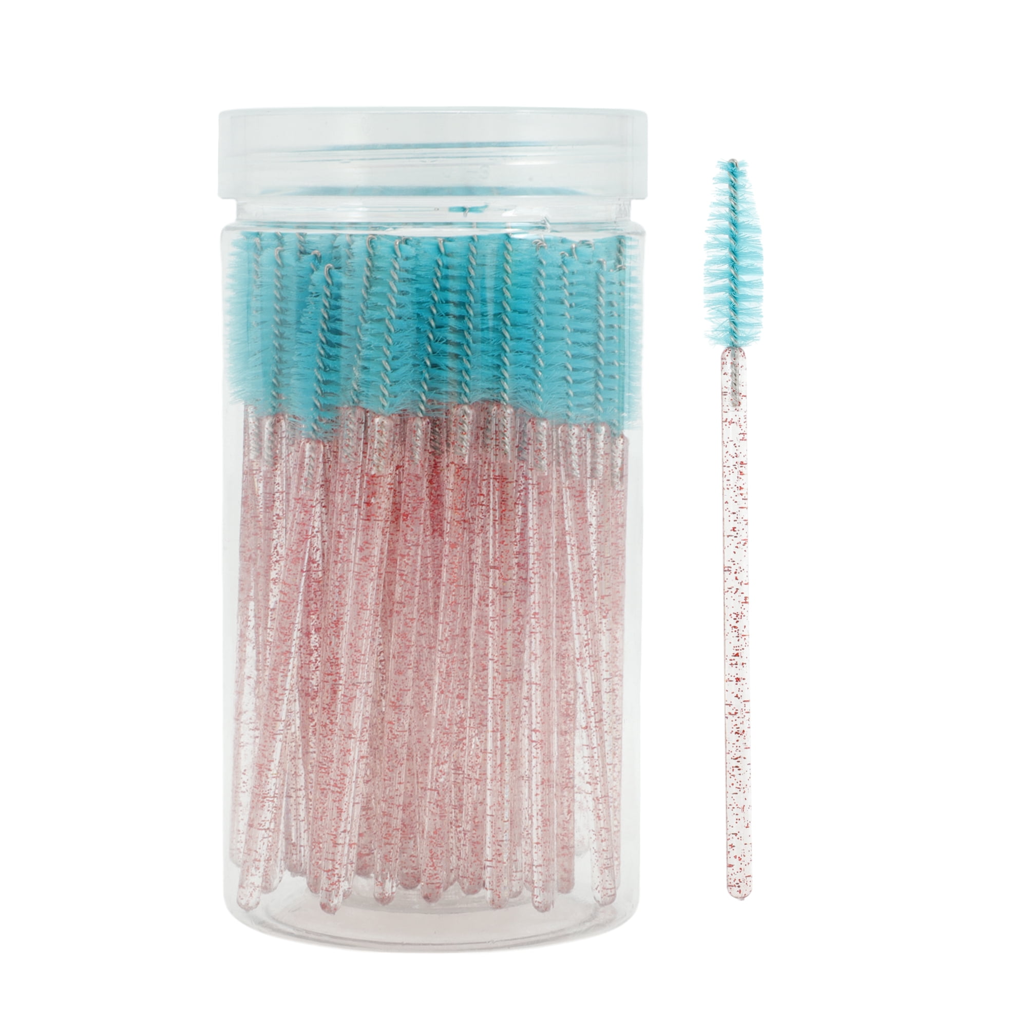 Unique Bargains 100 Pcs Durable Portable Eyelash Brush for Vacation Deep Green, Pink