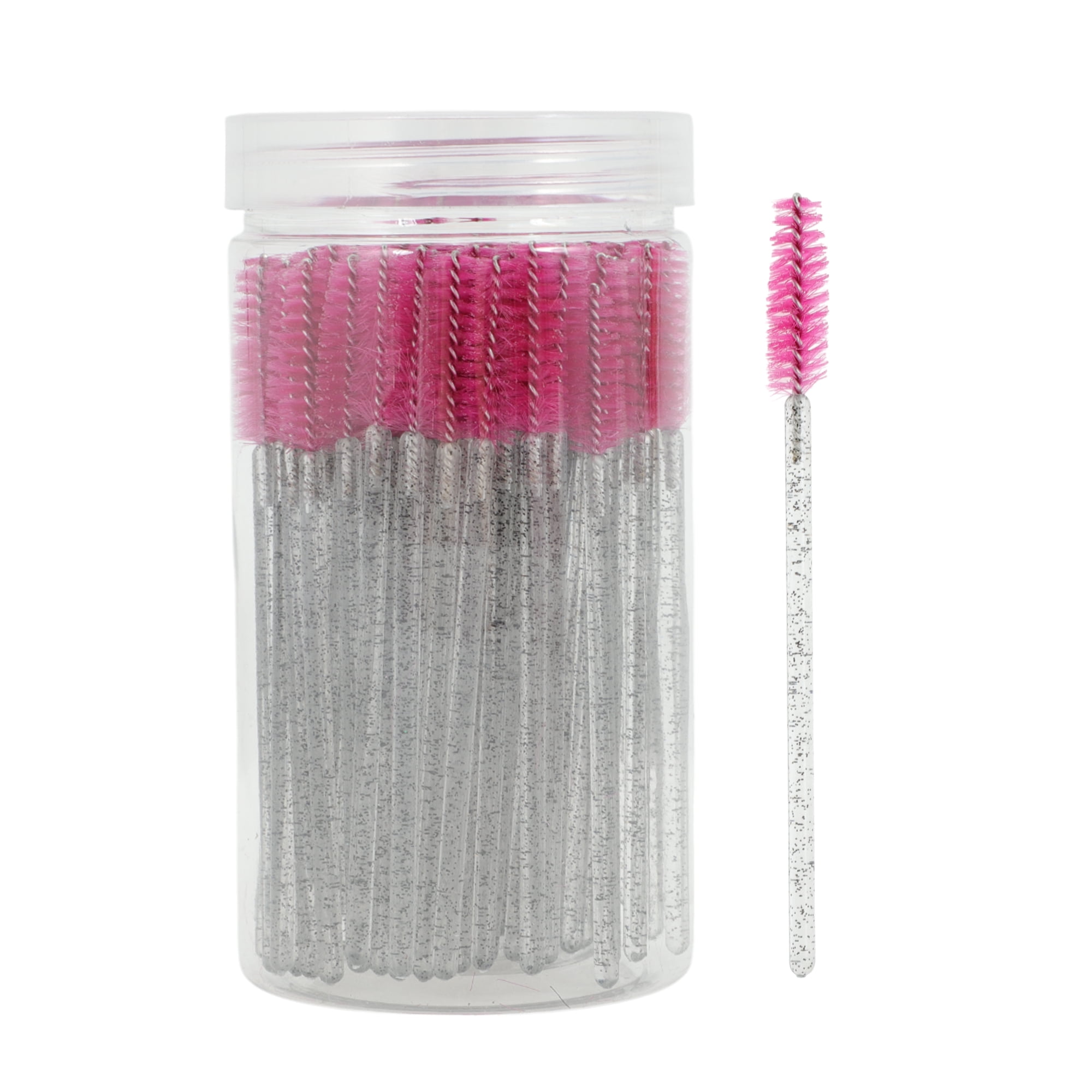 Unique Bargains 100 Pcs Durable Portable Eyelash Brush for Vacation Rose Red, Black