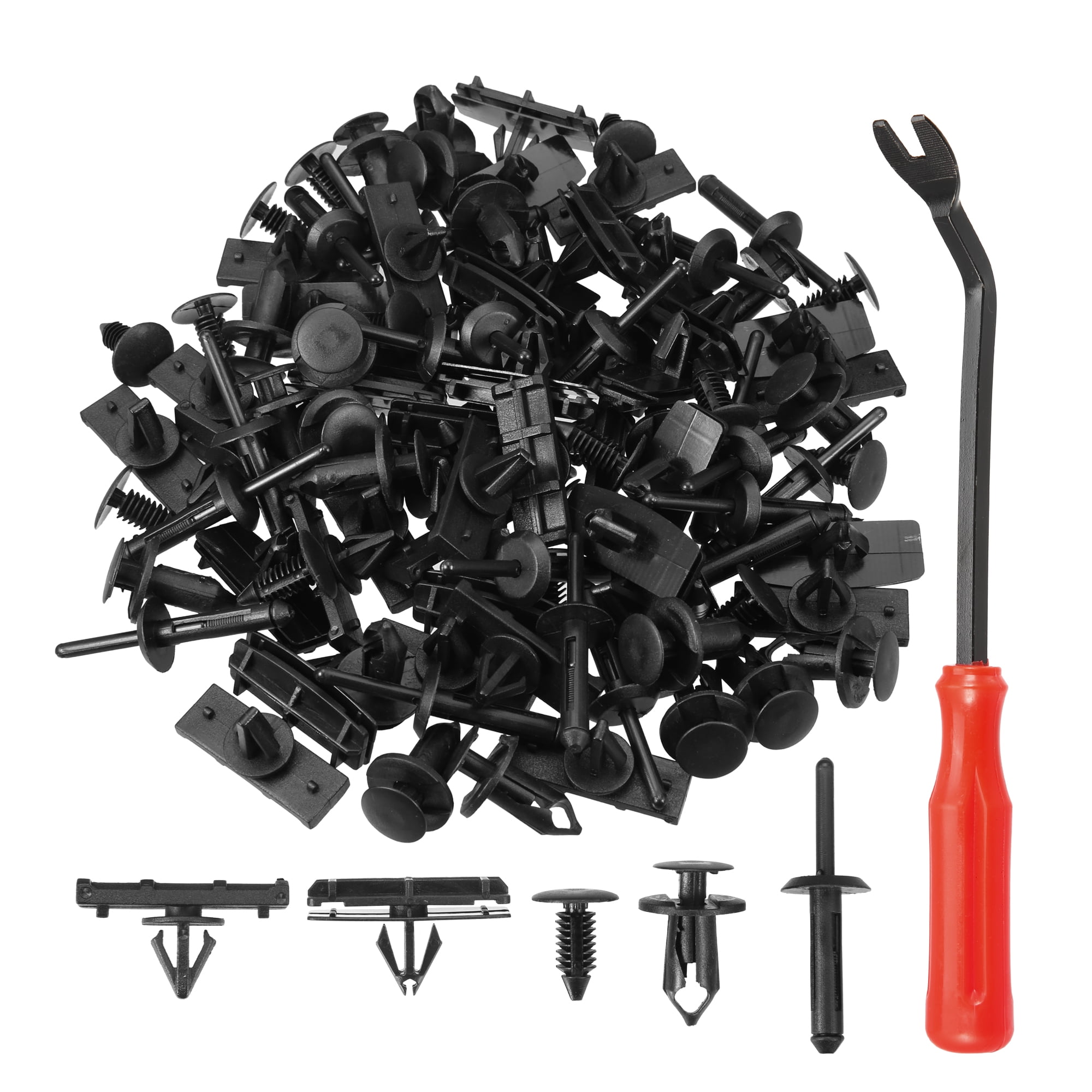 Unique Bargains 100 Pcs Fastener Clip Rivet Kit Bumper Fender Door Panel Fender Flare Clips Fit for Jeep Wrangler Black