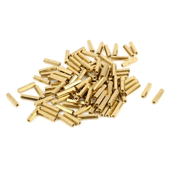Unique Bargains 100 Pcs M2 12mm Hexagonal Net Nut Female Brass Standoff Spacer for CCTV Camera