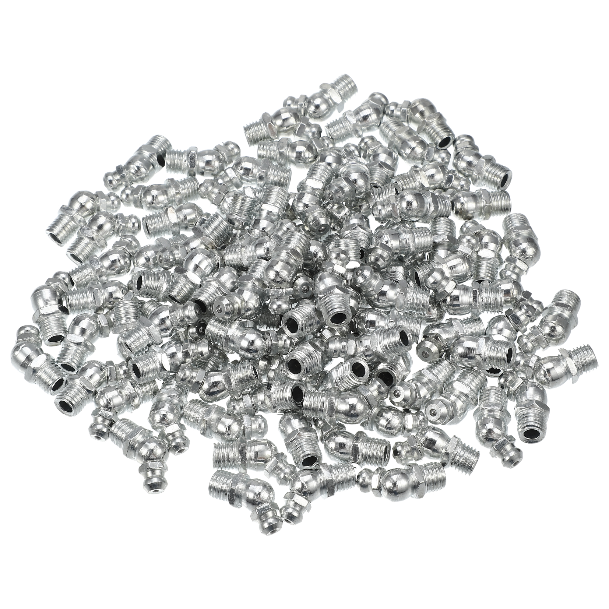 HOPESPANNER 50-Pack M8x1 Straight Grease Nipples - 180 Degree Angle Galvanized Steel Zerk Fittings For Lubrication