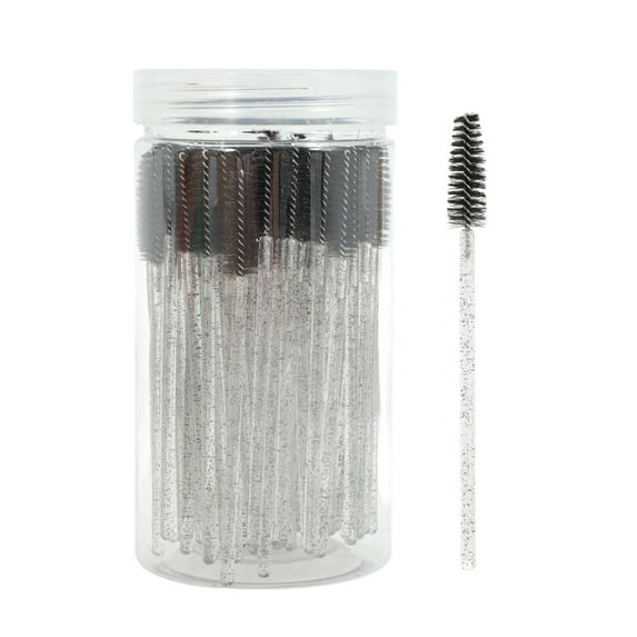Unique Bargains 100 Pcs Portable Eyelash Brush for Vacation Black Faux Crystal Rob Nylon