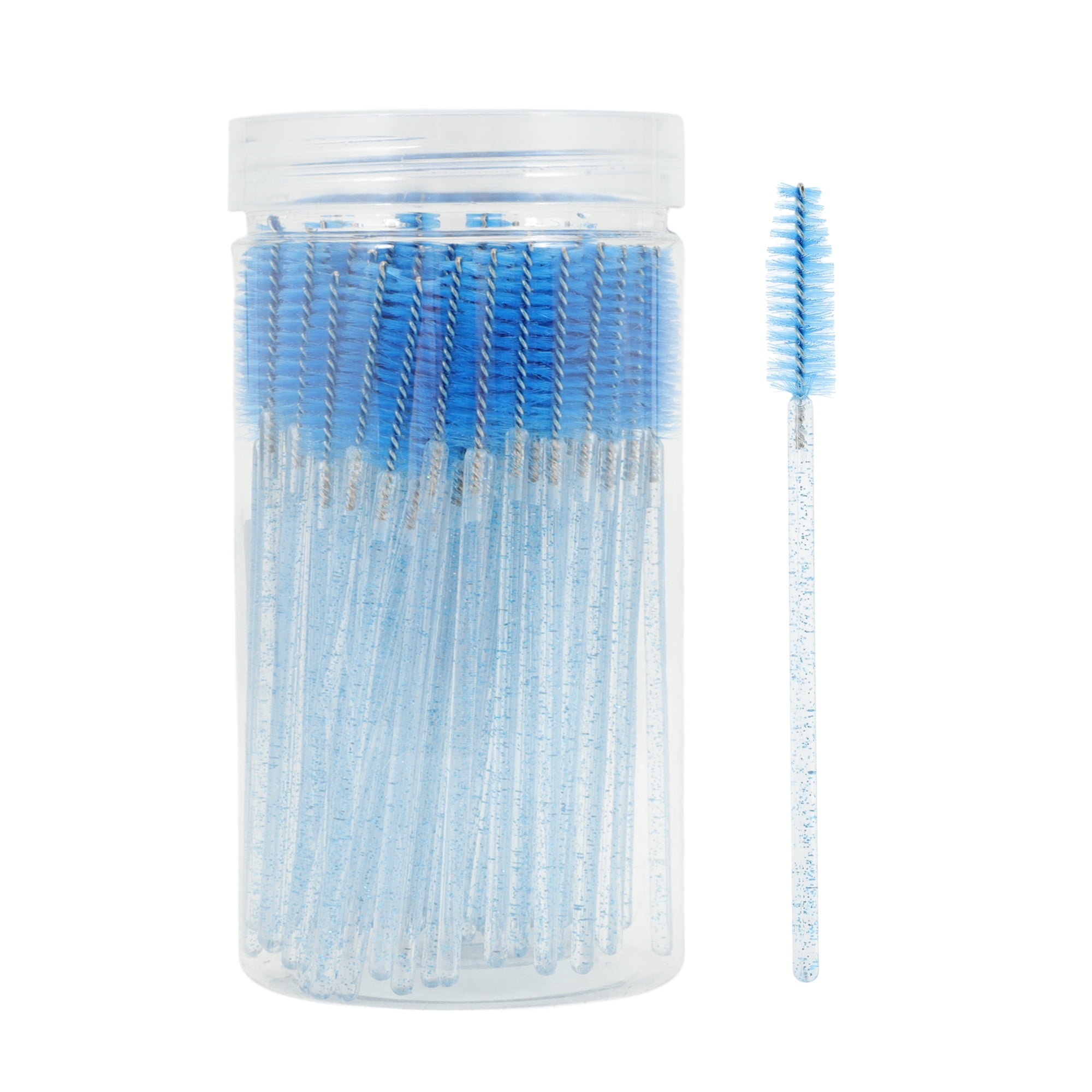 Unique Bargains 100 Pcs Portable Eyelash Brush with Protective Case for Vacation Blue