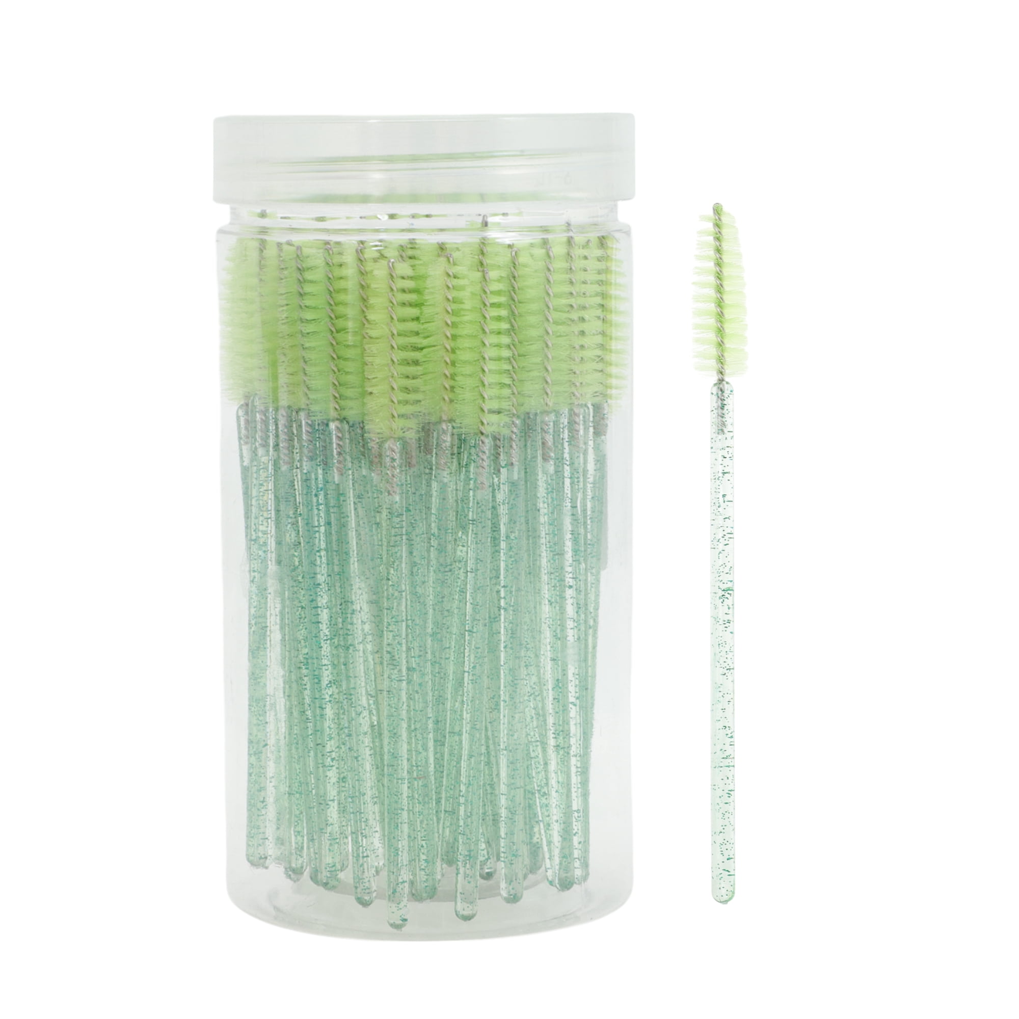 Unique Bargains 100 Pcs Portable Eyelash Brush with Protective Case for Vacation Green