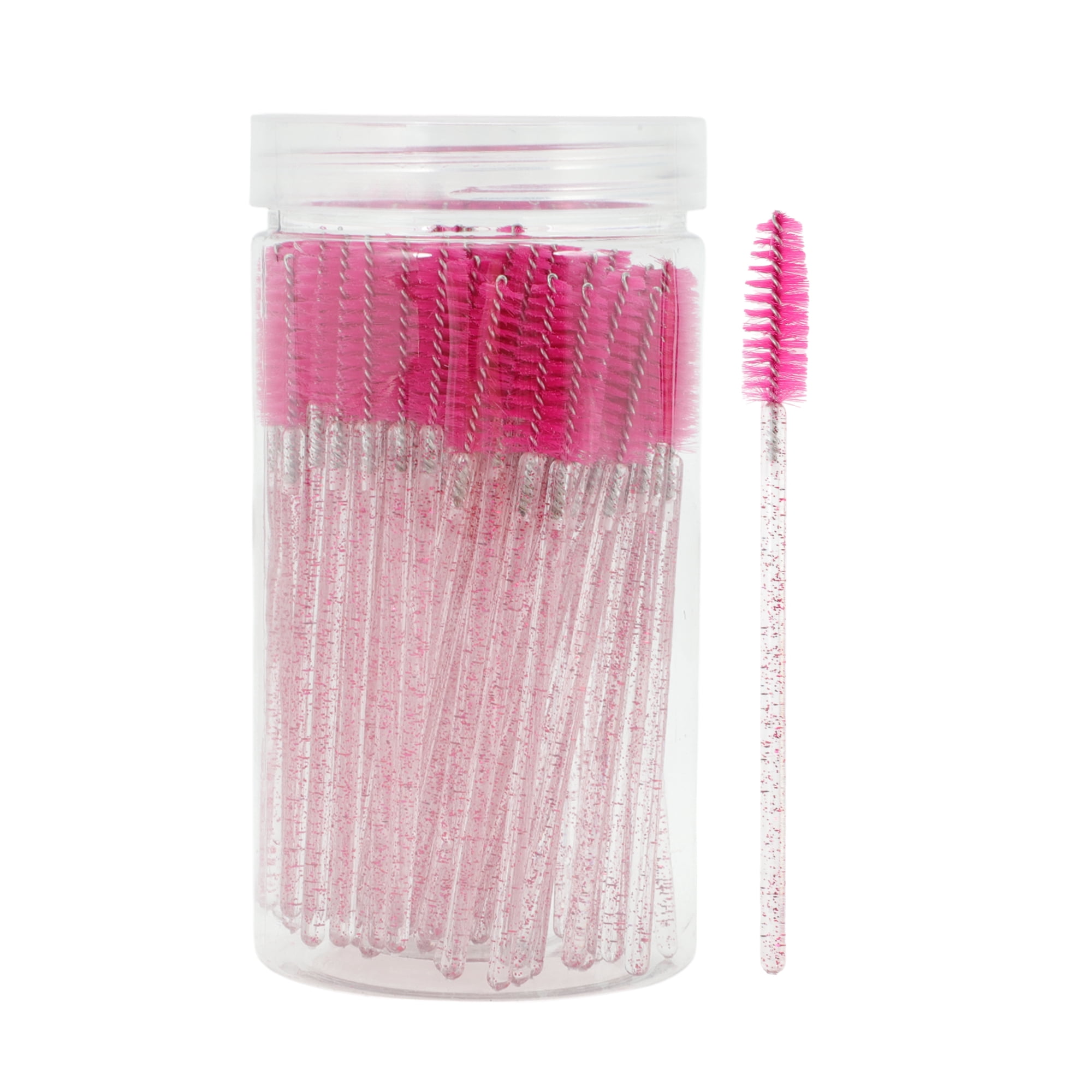 Unique Bargains 100 Pcs Portable Eyelash Brush with Protective Case for Vacation Rose Red