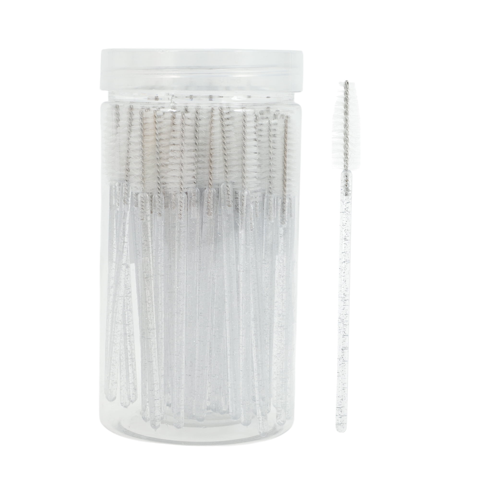 Unique Bargains 100 Pcs Portable Eyelash Brush with Protective Case for Vacation White