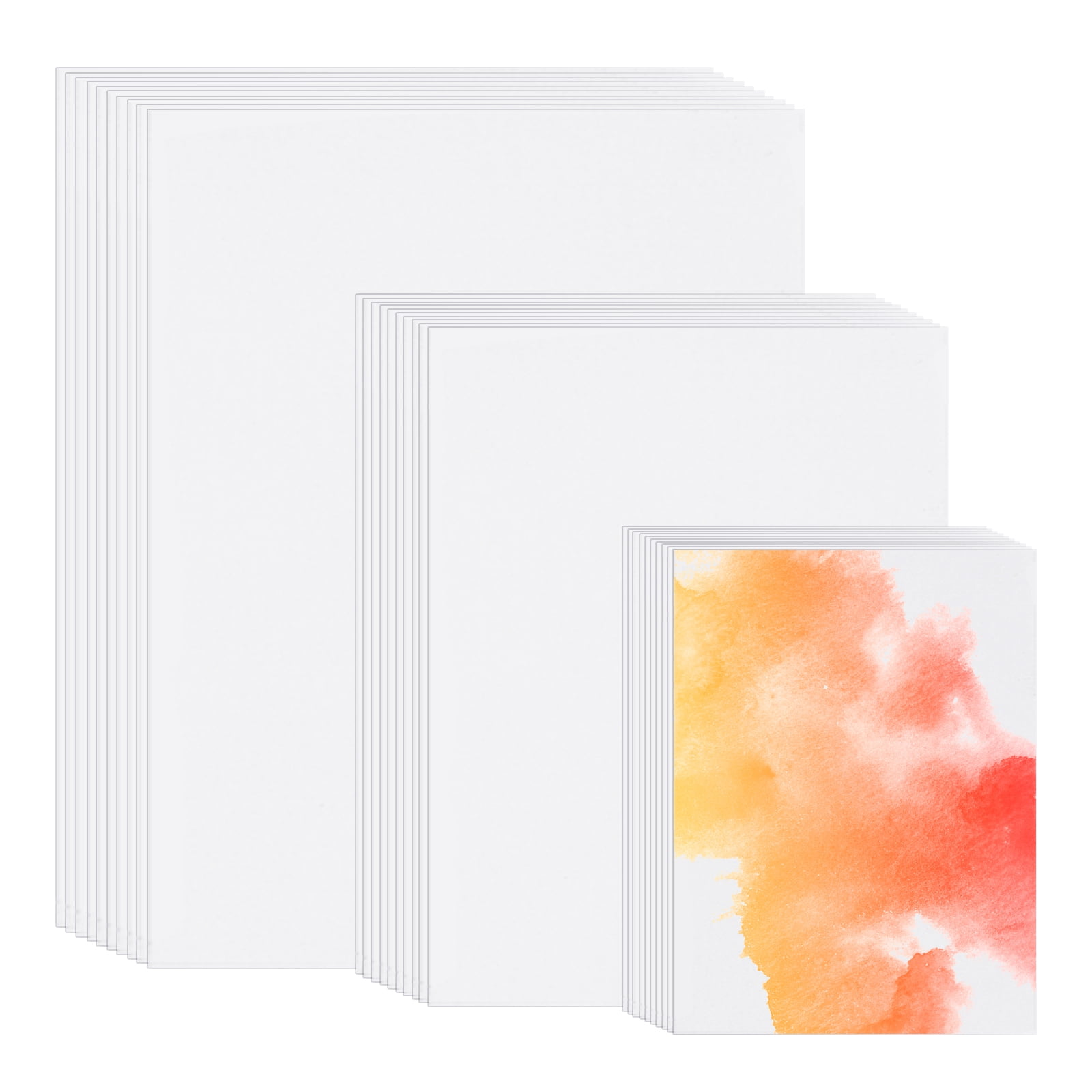 Unique Bargains 100 Pcs Pure Cotton Watercolor Paper 140lb/300 GSM for Art Painting