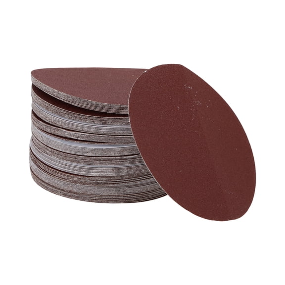 Unique Bargains 100 Pcs Round Sandpaper 80 Grit Hook and Loop Sanding Sheets Universal for Automotive Refinishing Woodworking 125x125mm Aluminum Oxide Red