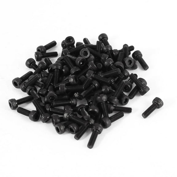 Unique Bargains 100 Pcs Steel Countersunk Hex Socket Knurled Bolt Screw M2.5x8mm Black