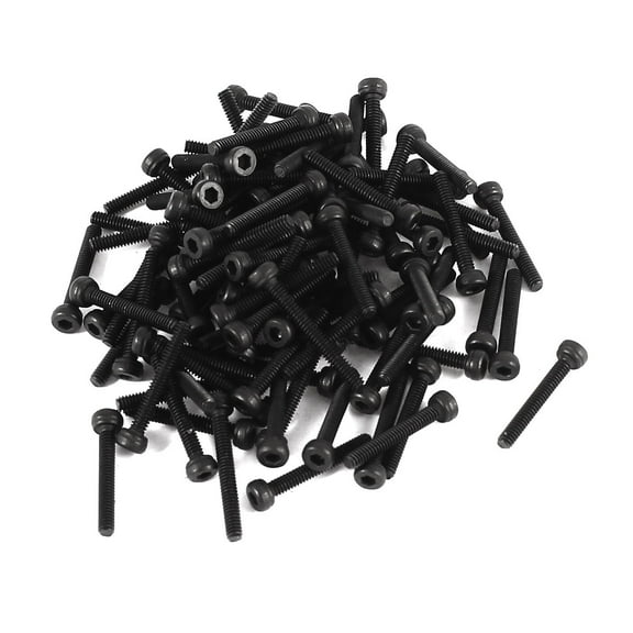 Unique Bargains 100 x Steel Alloy 12.9 Hex Socket Pan Head Knurled Cap Screw Bolt M2x14 Black