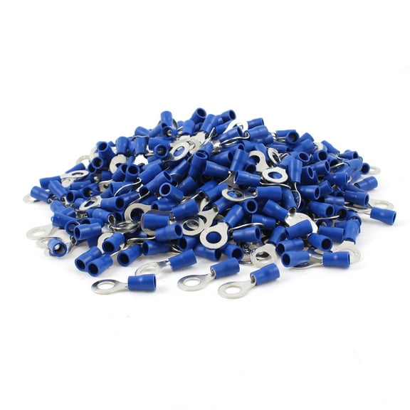 Unique Bargains 1000 Pcs Insulated Ring Terminals Cable Lugs RV2-6 6.5mm 1/4' Hole AWG 16-14