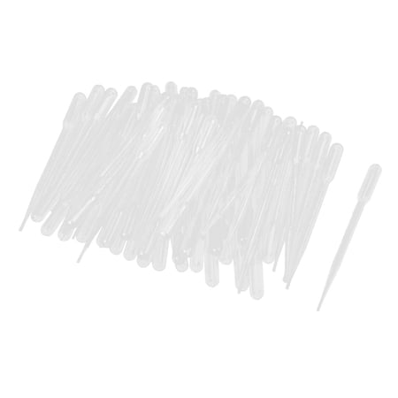 Unique Bargains 100PCS Laboratory Set Clear Plastic Graduated Pipette Droppers 3mL Replacement