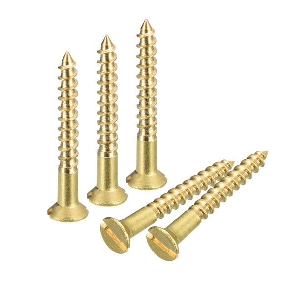 Unique Bargains 100Pack M2.5 x 20mm Brass Slotted Drive Flat Head Wood Screws Self Tapping Screw