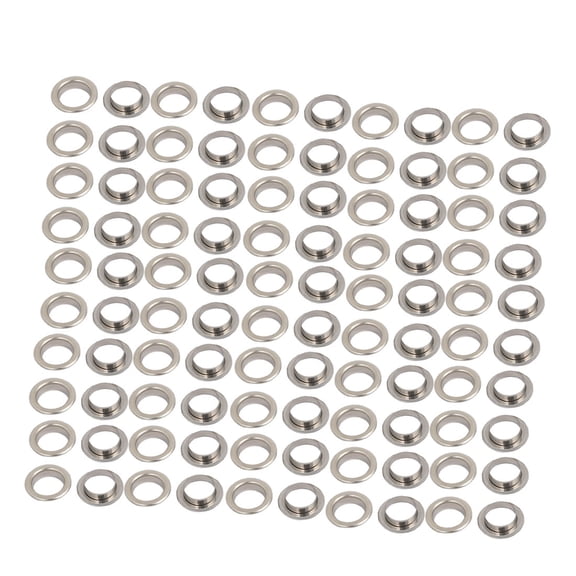 Unique Bargains 100Pcs 10mm Brass Eyelet Grommets Silver Tone for Clothes Leather Canvas