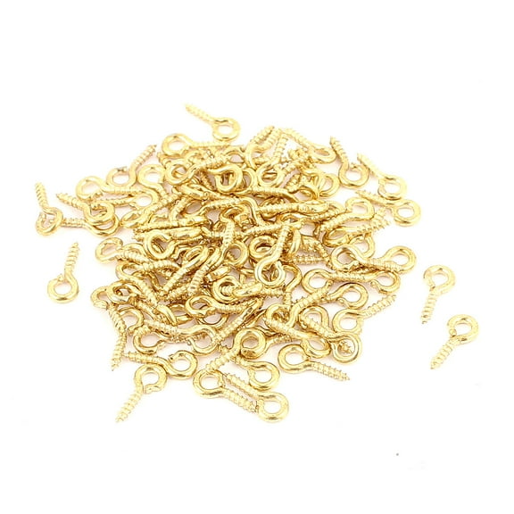 Unique Bargains 100Pcs 4mmx9mm Metal Small Eye Screws Eyelets for Jewellery