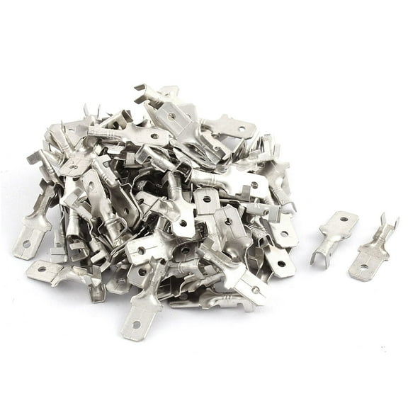 Unique Bargains 100Pcs 6.3mm Metal Male Electrical Spade Crimp Terminals Wiring Connectors