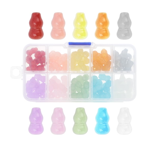Unique Bargains 100Pcs 8x14mm Gourds Shape Glass Beads for Jewelry Making DIY Crafts