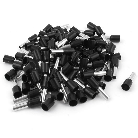 Unique Bargains 100Pcs AWG12 Wire Copper Crimp Connector Insulated Ferrule Cord Terminal Black