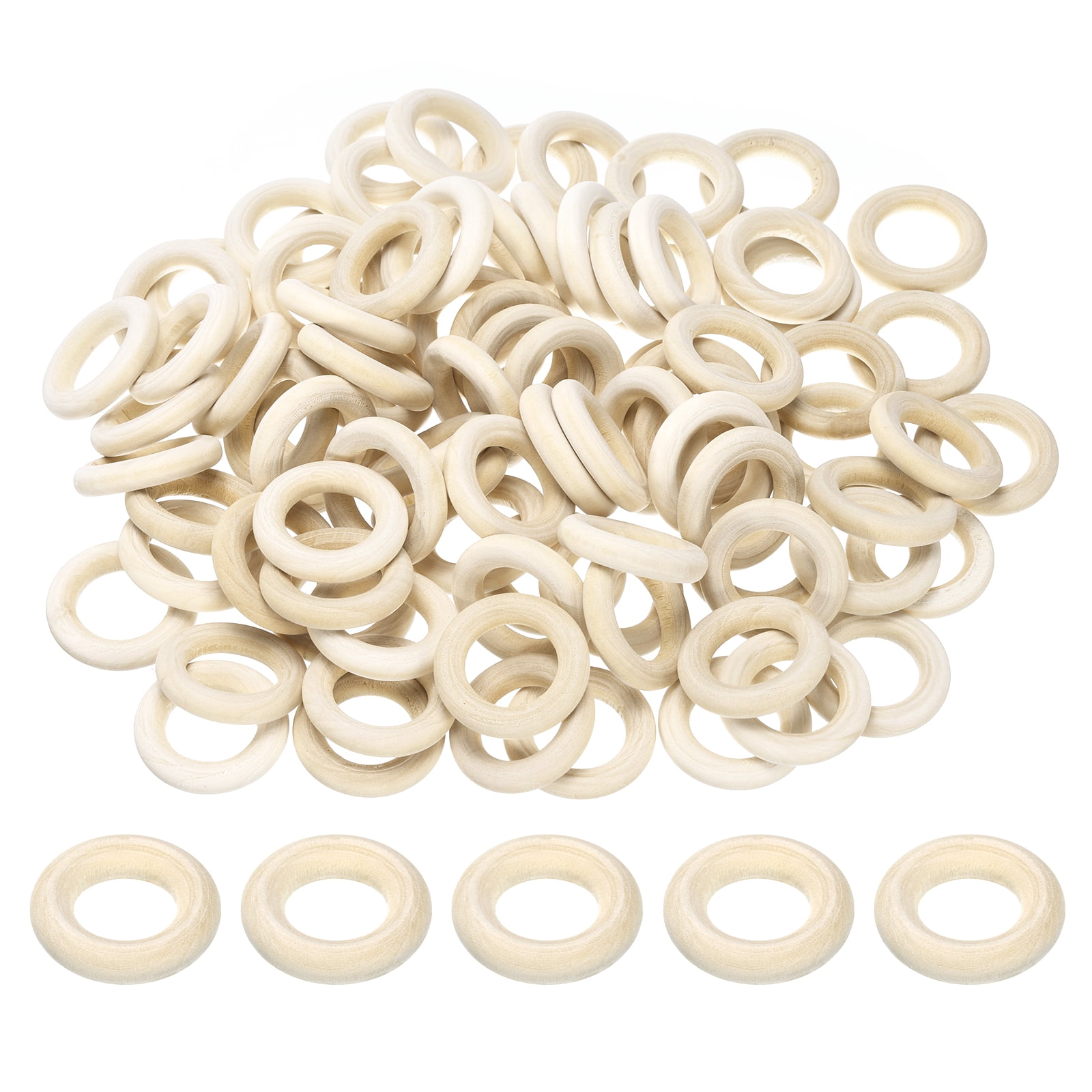 Unique Bargains 100Pcs Craft Ring Unfinished Solid Wood Pendant Connectors 1.2"