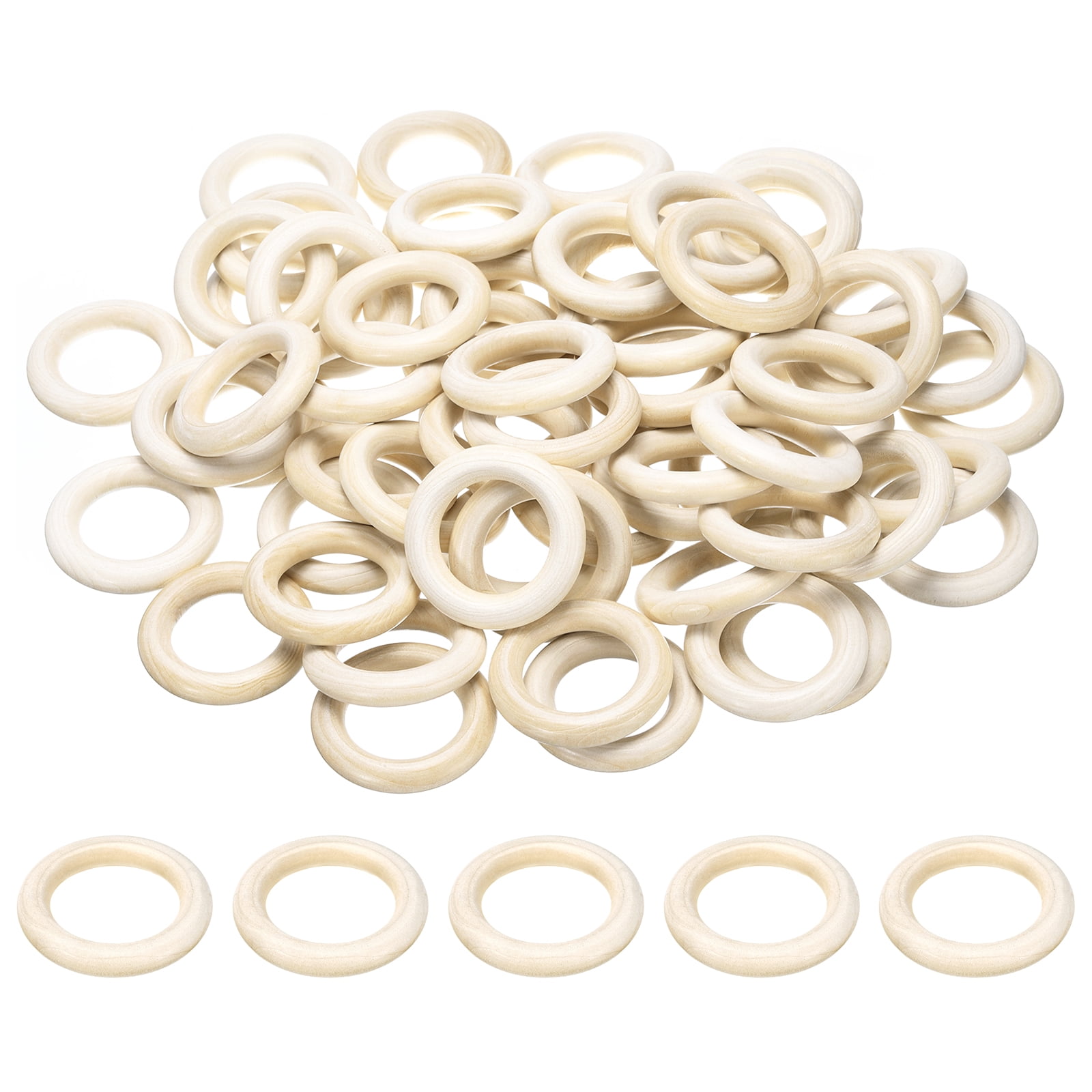 Unique Bargains 100Pcs Craft Ring Unfinished Solid Wood Pendant Connectors 2.2"