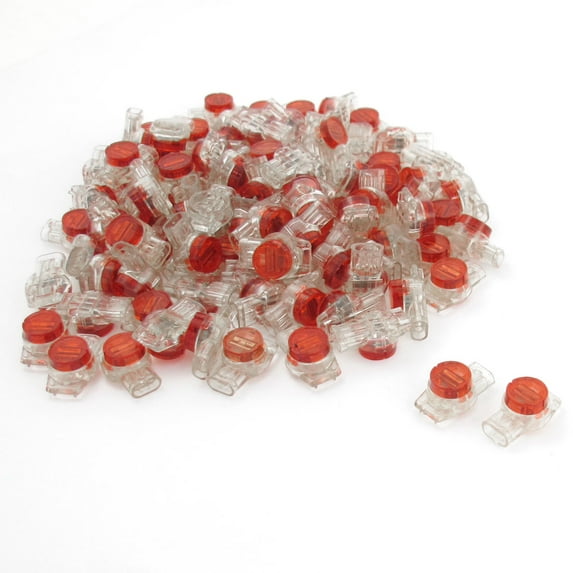 Unique Bargains 100Pcs Data Phone Wire Splice 3 Ports UR Connectors Red Clear