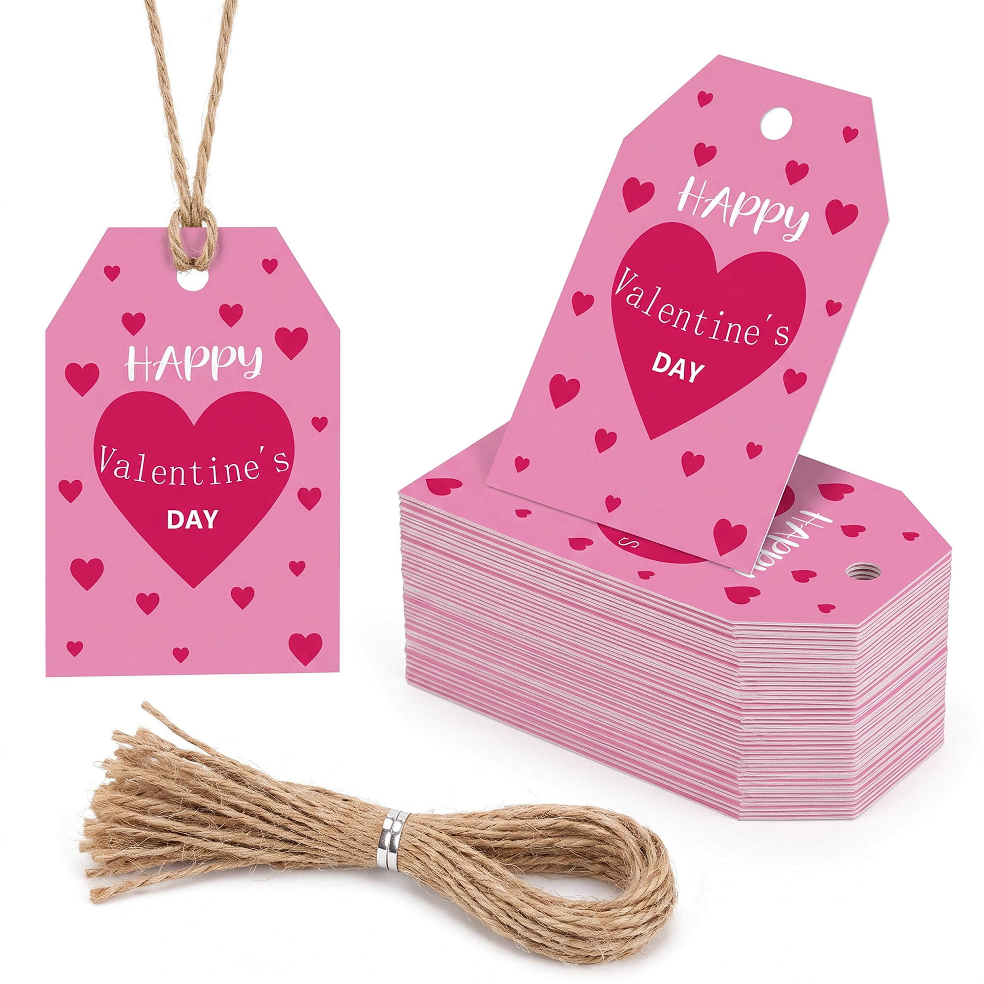 Unique Bargains Gift Tags with Twine for Present Wrapping and Crafting Big Heart 2" x 3.1"