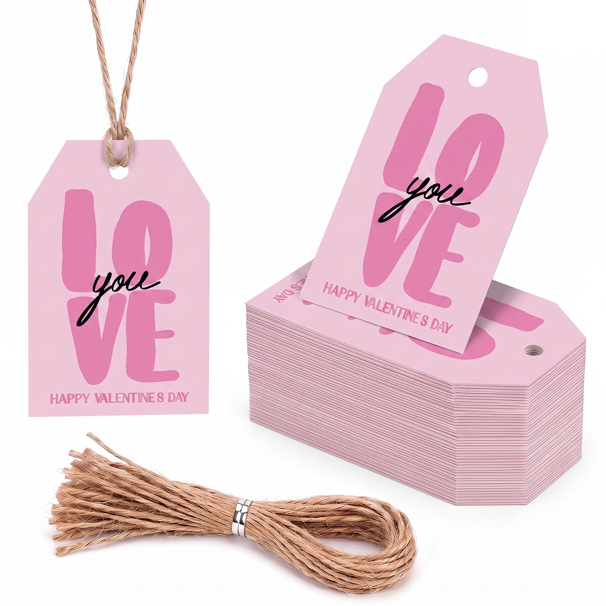 Unique Bargains Gift Tags with Twine for Present Wrapping and Crafting Love 2" x 3.1"