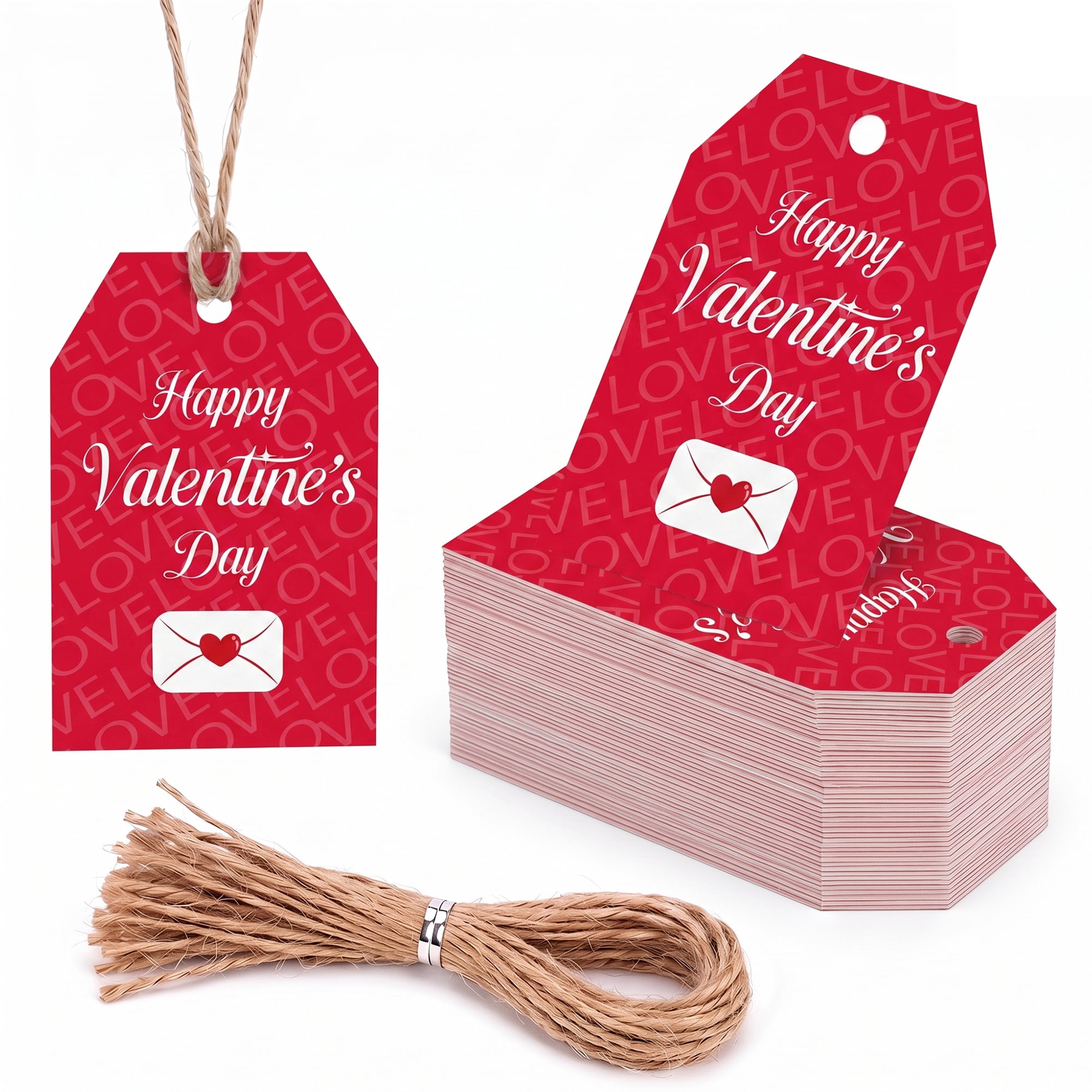 Unique Bargains Gift Tags with Twine for Present Wrapping and Crafting Love Letter 2" x 3.1"