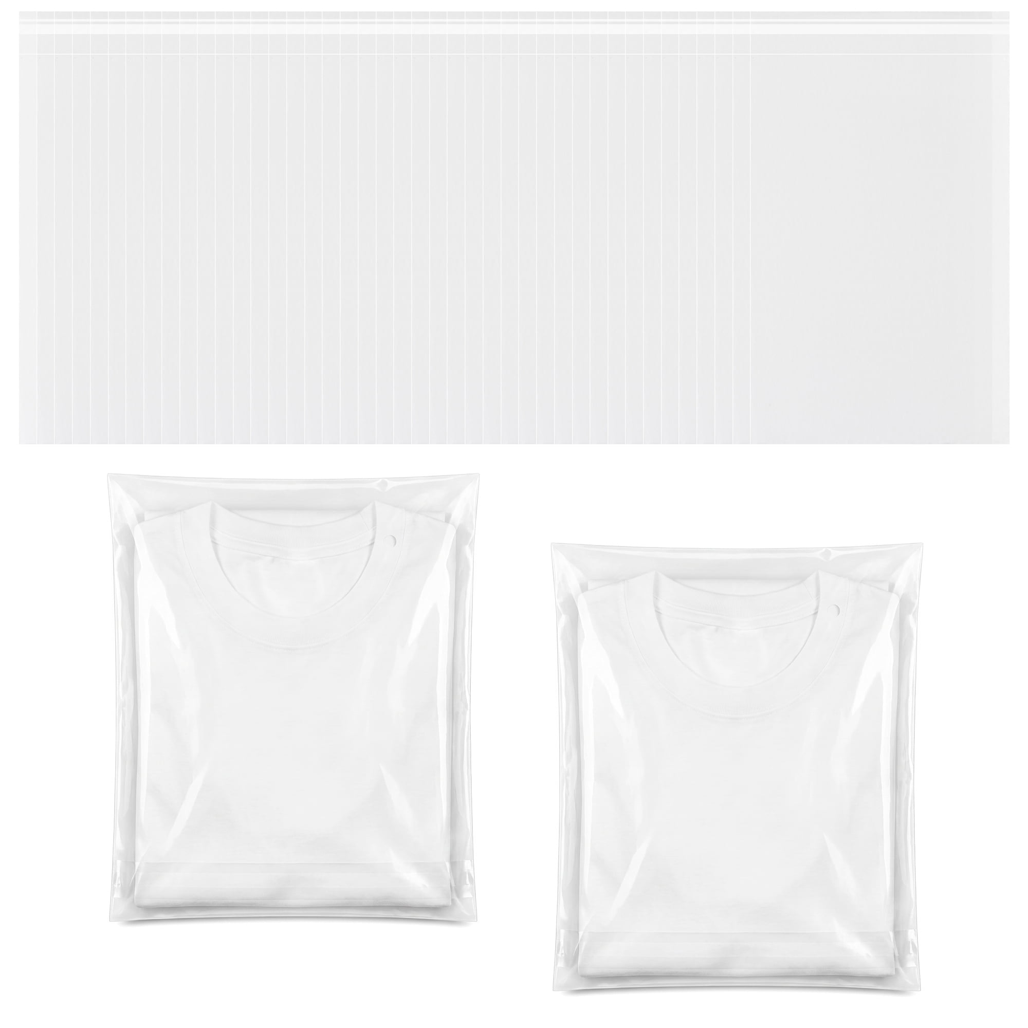 Unique Bargains 100Pcs Thick Premium Clothing Bags Clear 6.3" x 9.8"