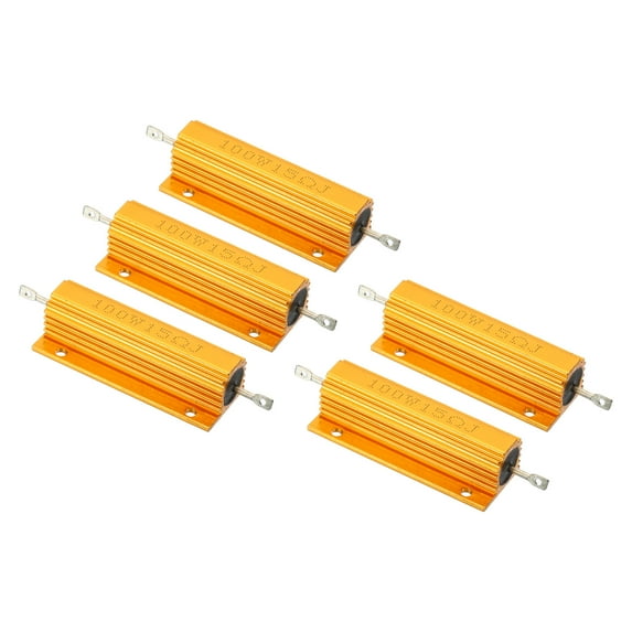 Unique Bargains 100W 15 Ohm Aluminum Shell Resistor Housing Resistor Housed Case Wirewound Resistors Power Resistor, 5 Pack