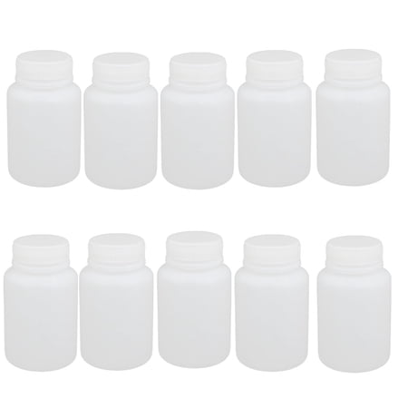 Unique Bargains 100ml 28mm Dia Wide Mouth HDPE Plastic Round Graduated Bottle White 10pcs