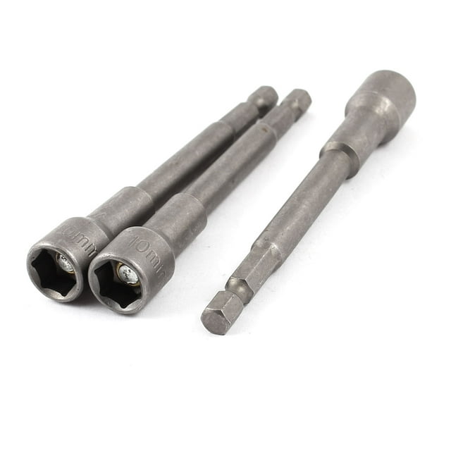 Unique Bargains 100mm Length Magnetic 10mm Hex Socket Nut Driver Setter 3 Pcs
