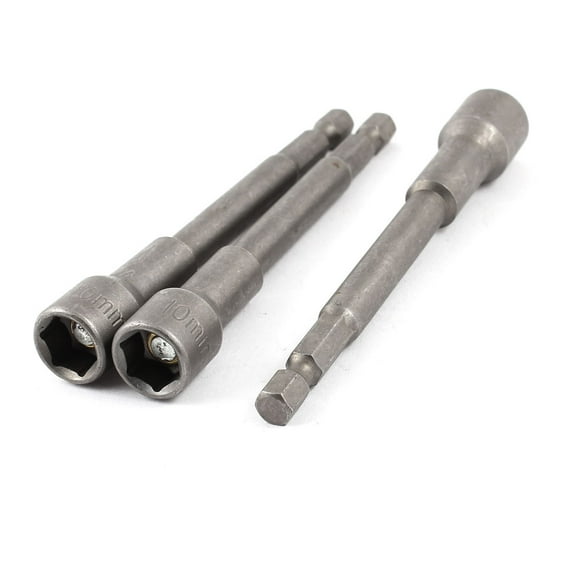 Unique Bargains 100mm Length Magnetic 10mm Hex Socket Nut Driver Setter 3 Pcs