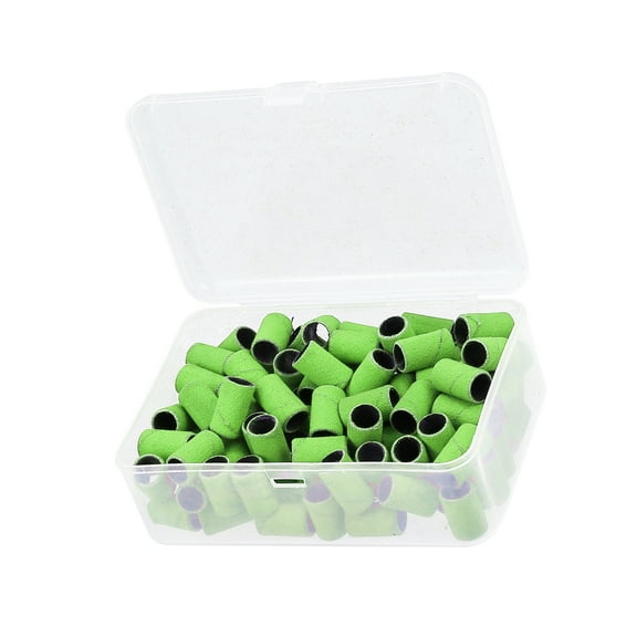 Unique Bargains 100pcs 180 Grit Nail Drill Bits Sanding Bands Gel File Polish Remover For Electric Nail Tool Light Green