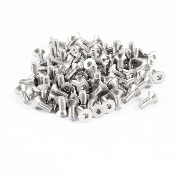 Unique Bargains 100pcs 304HC Steel Hex Countersunk Flat Head Bolts Screws M3x8mm