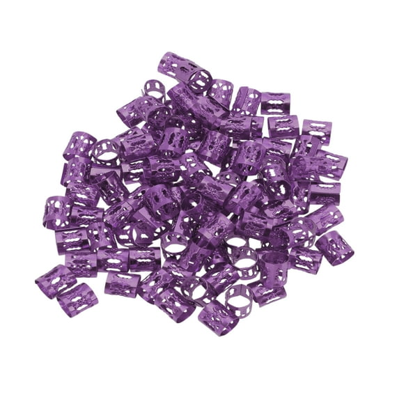 Unique Bargains 100pcs Dreadlock Beads Aluminum Braiding Beads Metal Cuffs Dreadlock Accessories Hair Decoration Braiding Hair Jewelry for Women Purple