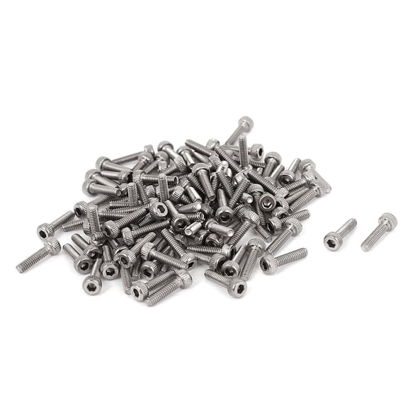 Unique Bargains 100pcs M2x8mm Stainless Steel Hex Socket Head Cap Machine Screws 0.4mm Pitch