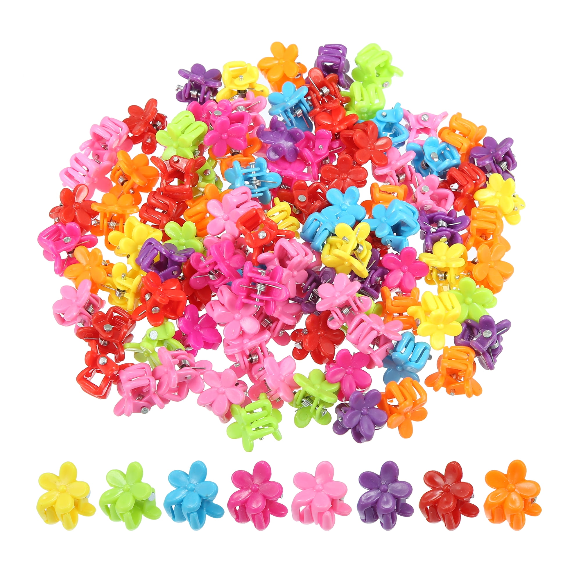 Unique Bargains 100pcs Mini Claw Clips Hair Clips for Girls Flower Pattern Barrette Baby Hair Accessories