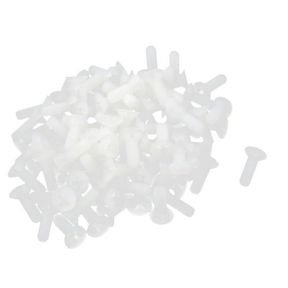 Unique Bargains 100pcs Nylon Countersunk Flat Head Drive Screw M4 x 12mm