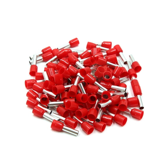 Unique Bargains 100pcs Red Insulated Copper AWG 10 Wire Crimp Connector Cord Pin End Terminal