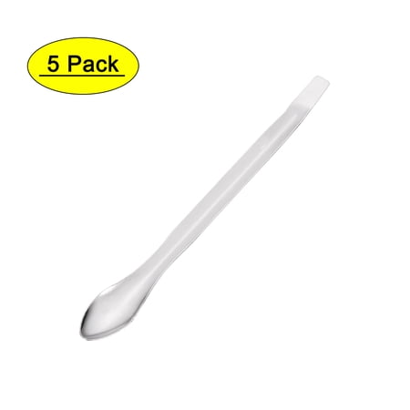 Unique Bargains 105mm Stainless Steel Micro Scoop Reagent Sample Spoon 5 Pack