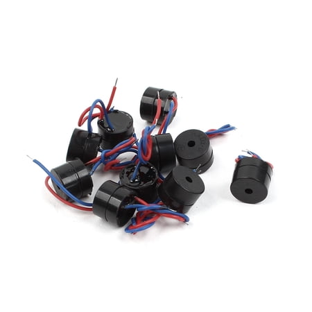 10Pcs DC12V Wire Plastic Active Electronic Alarm Buzzer Black