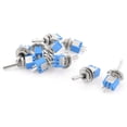thumbnail image 1 of Unique Bargains 10PCS On On SPDT 2 Position 3 Pins  Toggle Switch Blue Silver Tone, 1 of 1