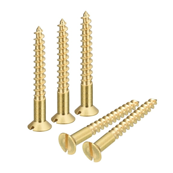 Uxcell 10Pack M5 x 40mm Brass Slotted Drive Flat Head Wood Screws Self Tapping Screws